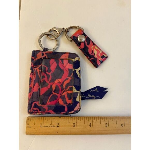 Vera pink blue card holder matching key chain fob 3x4" - Picture 2 of 4